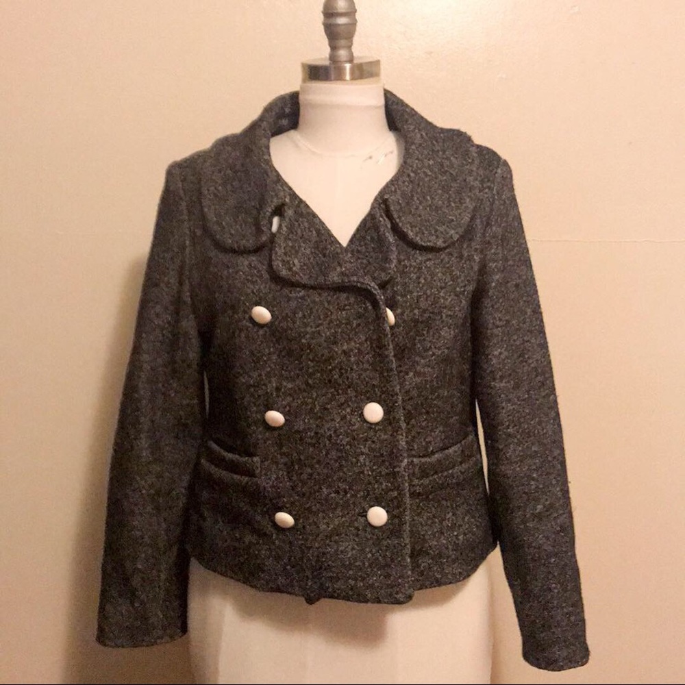 Heathered black and white peacoat